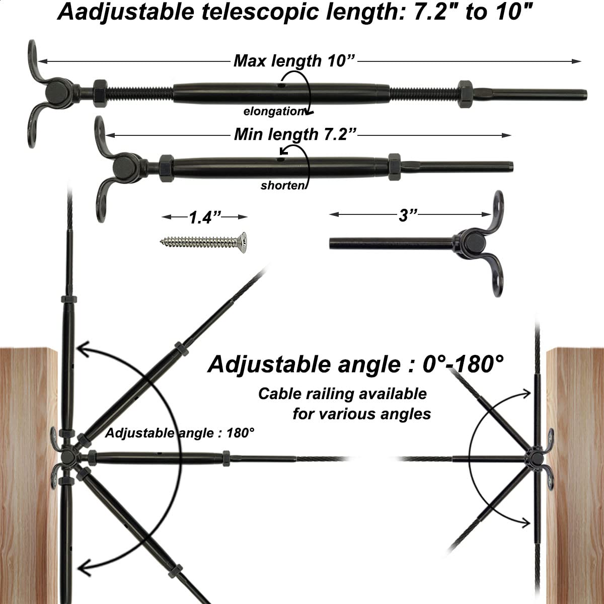 Black Cable Railing Hardware Kit, 10 Pairs B443180