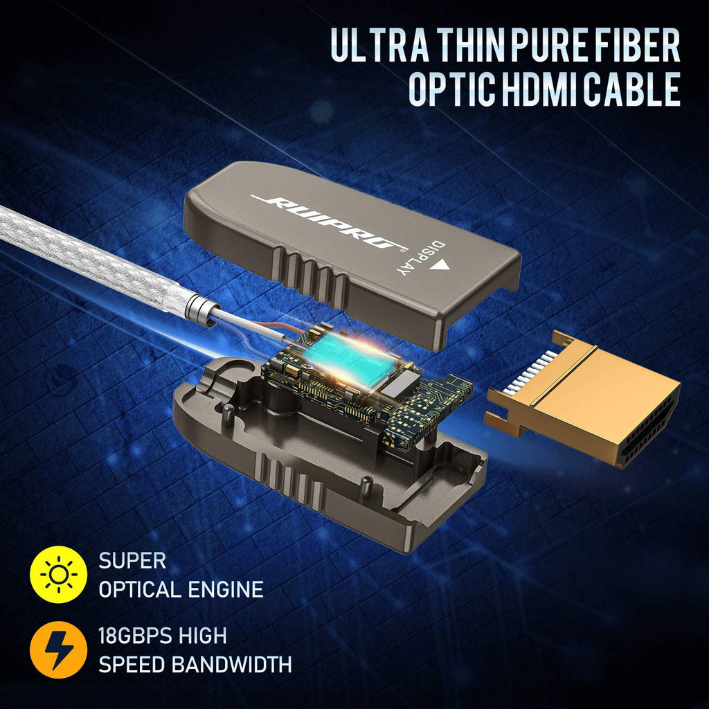 HDMI Ultra Thin Fiber Optic Cable 80ft 4K 60Hz HDMI 2.0b High Speed 18Gbps H374