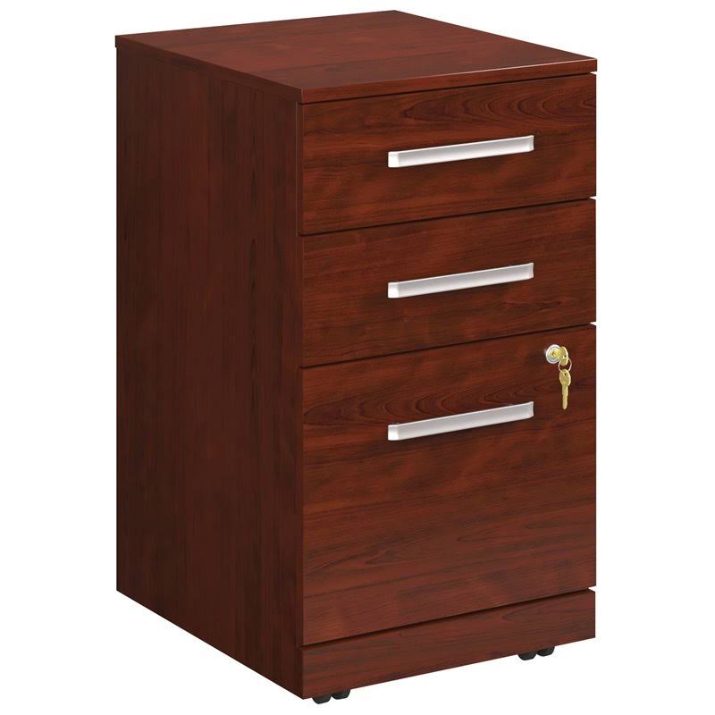 Engineered Wood 3-Drawers Mobile File Cabinet Cherry J884