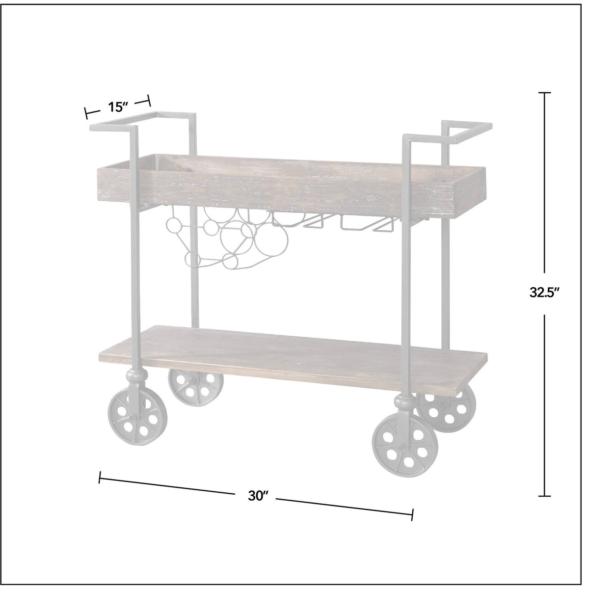 Black Wheeled Bar Cart B975