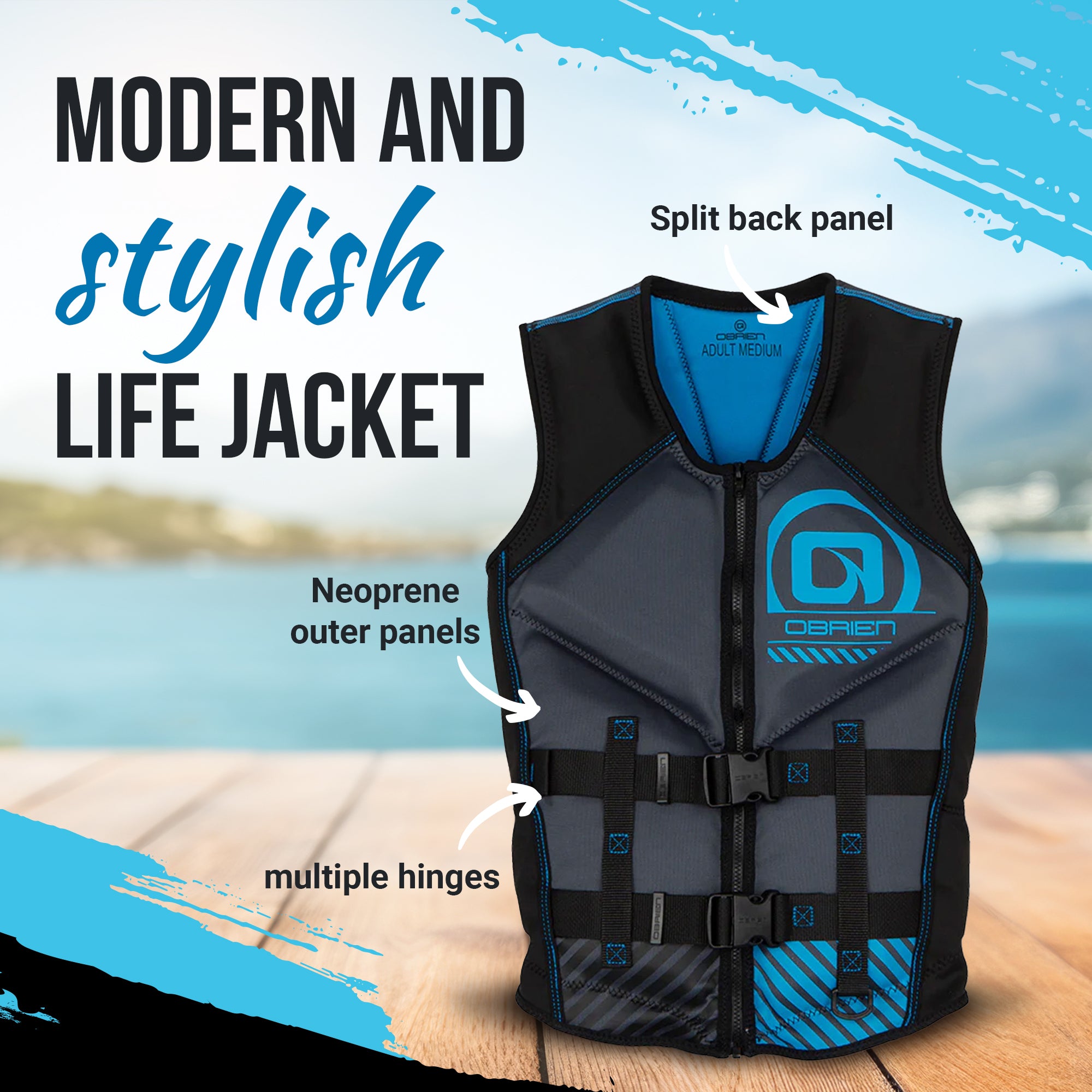 Men's Recon Life Jacket with Split Back Panel, Blue J9591
