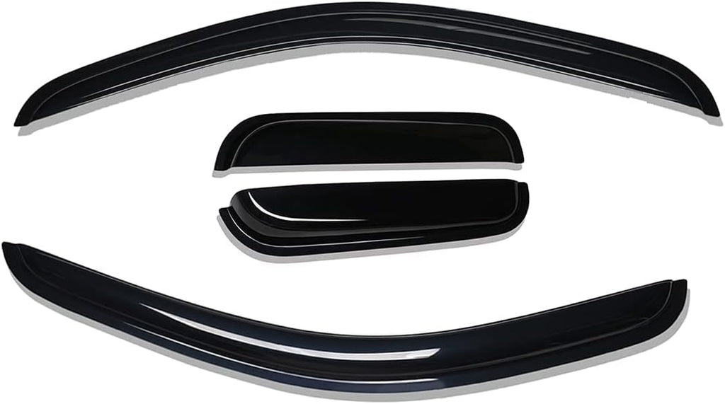 Tape-on Side Window Visor Deflector Rain Guard, Dark Smoke Shatterproof, 4 PCS Set T377