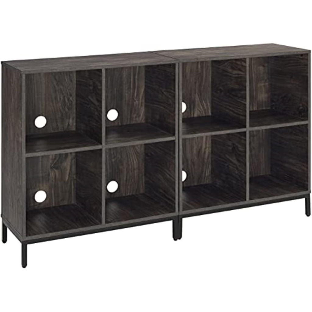 Wood Storage Cube Bookcase, Brown Ash, Set of 2 F70474