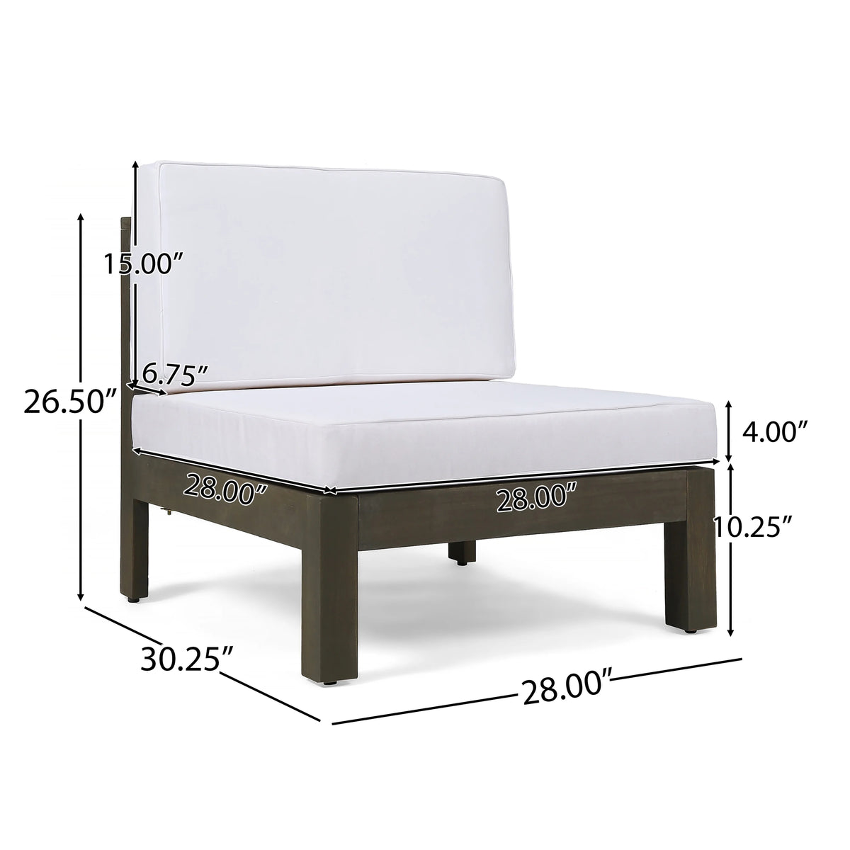 Gray Acacia Wood Sectional Sofa Set with Cushions A6286