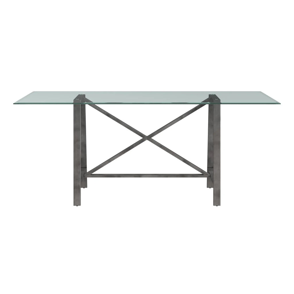 Rectangular Metal & Glass Dining Table in Pewter X641919