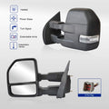 Towing Mirrors for Ford F150 Pickup Truck 2015-2019, Power Heated with Turn Signal, 8 Pin Plug, Black Cap J861