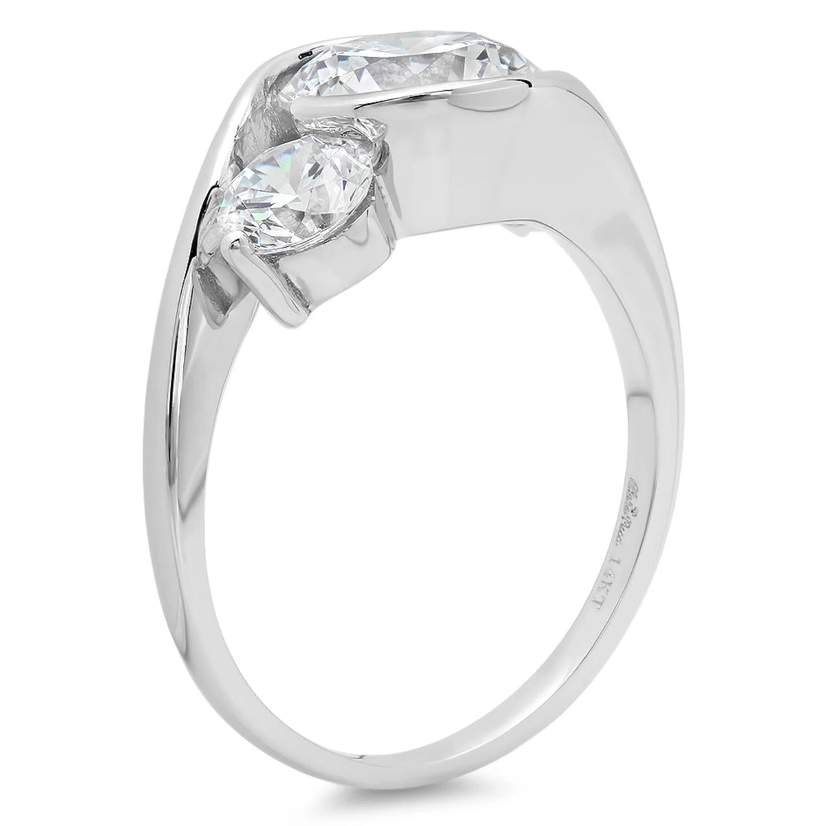 18K White Gold Three-Stone Diamond Engagement Ring size 3.5 I779836