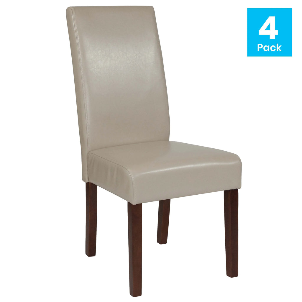 Beige Faux Leather Panel Back Parsons Dining Chair, Set of 4 G5100