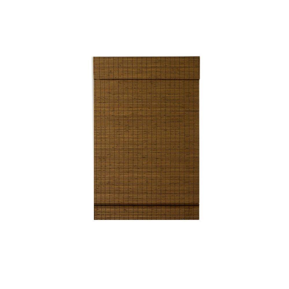 Cordless Maple Bamboo Roman Shade with Valance 35 in. W x 64 in. L D349911