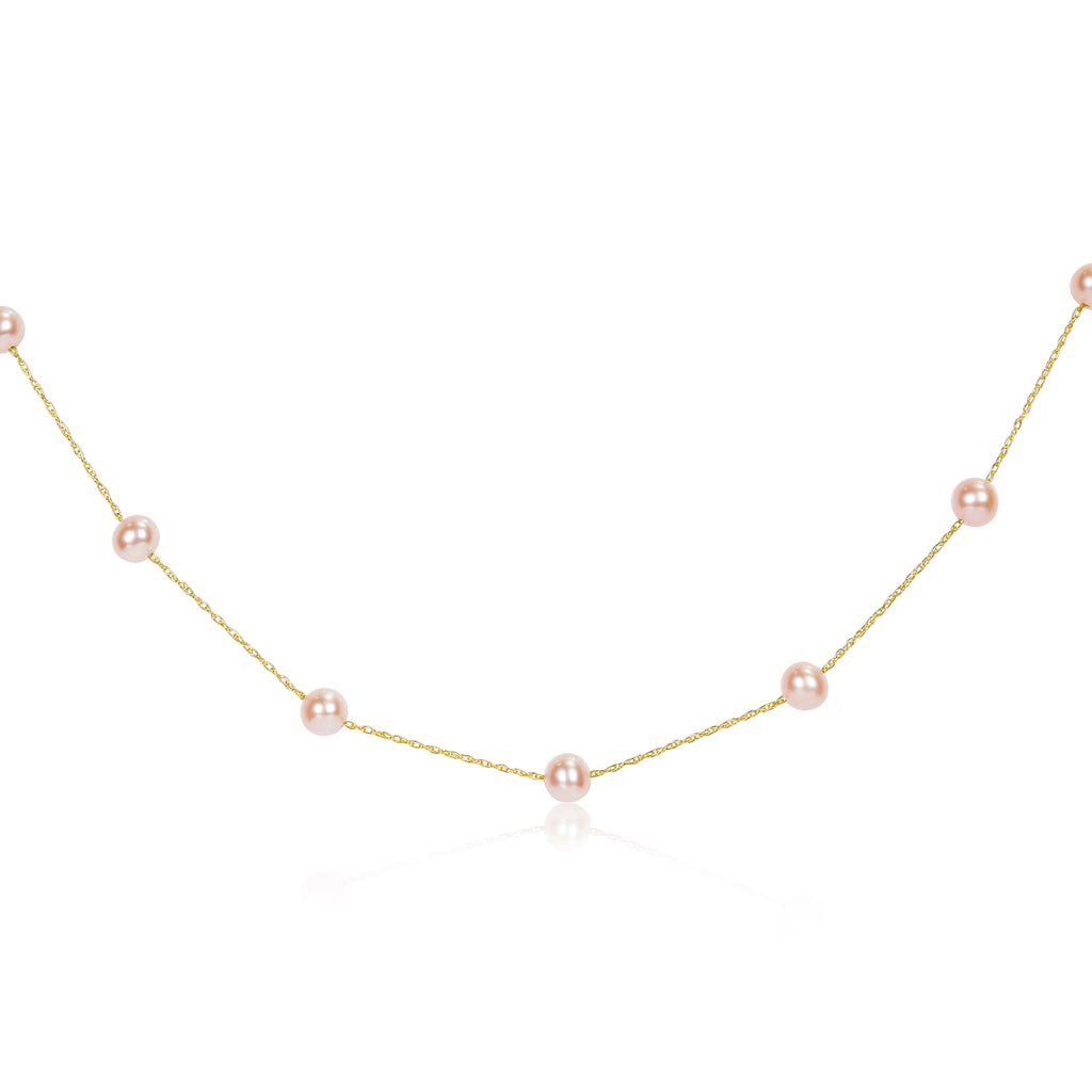 Pink Cultured Freshwater Pearl 14kt Yellow Gold Necklace E669