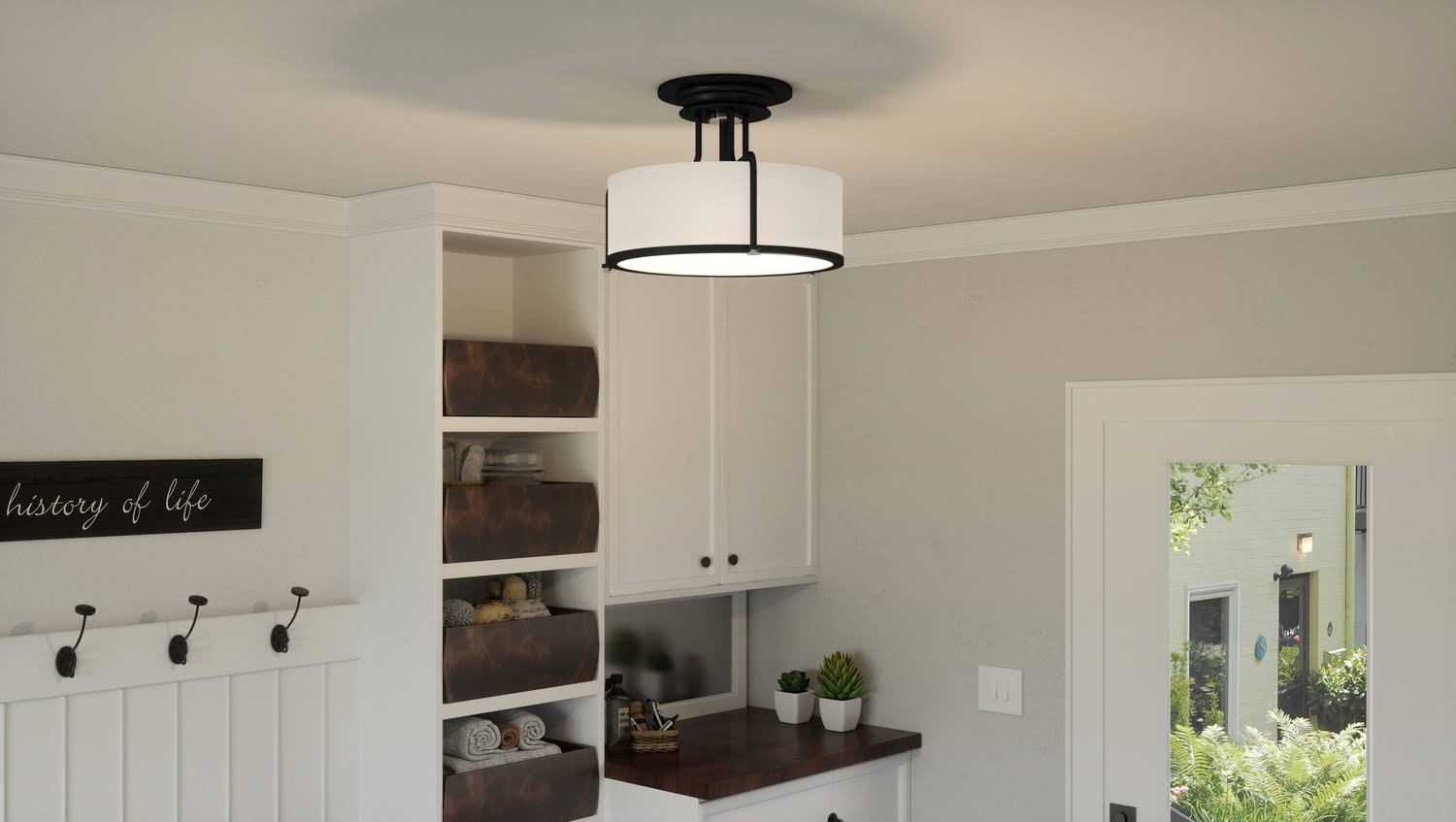 Earth Black 3-Light Semi-Flush Mount C7967