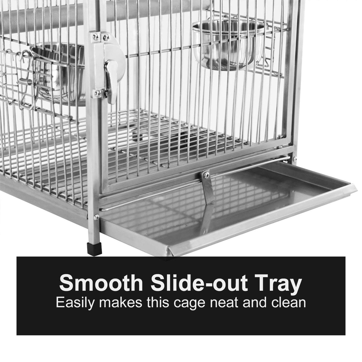 Stainless Steel Parrot Travel Cage Bird Cage Carrier with Handle Perch U919
