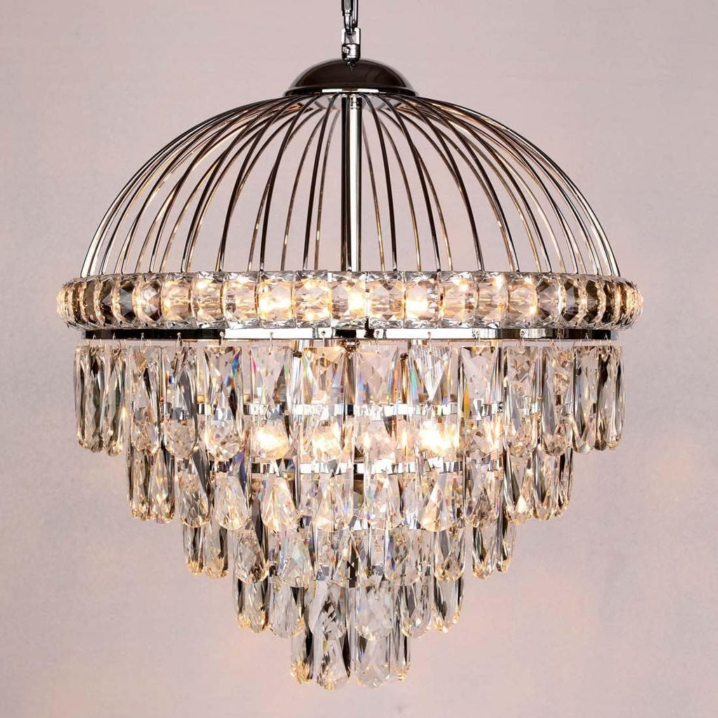 Crystal Chandelier 9-Lights Chrome Metal Pendant Lighting S6260