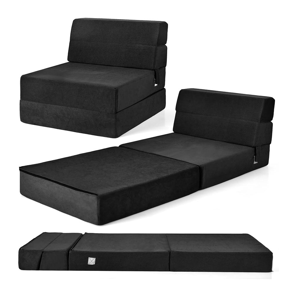 Black 3-in-1 Convertible Folding Chair Sofa Bed D692017