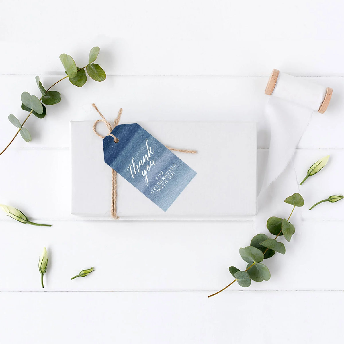 Navy Blue Ombre Watercolor Cardstock Gift Tags 100-Pk C4565