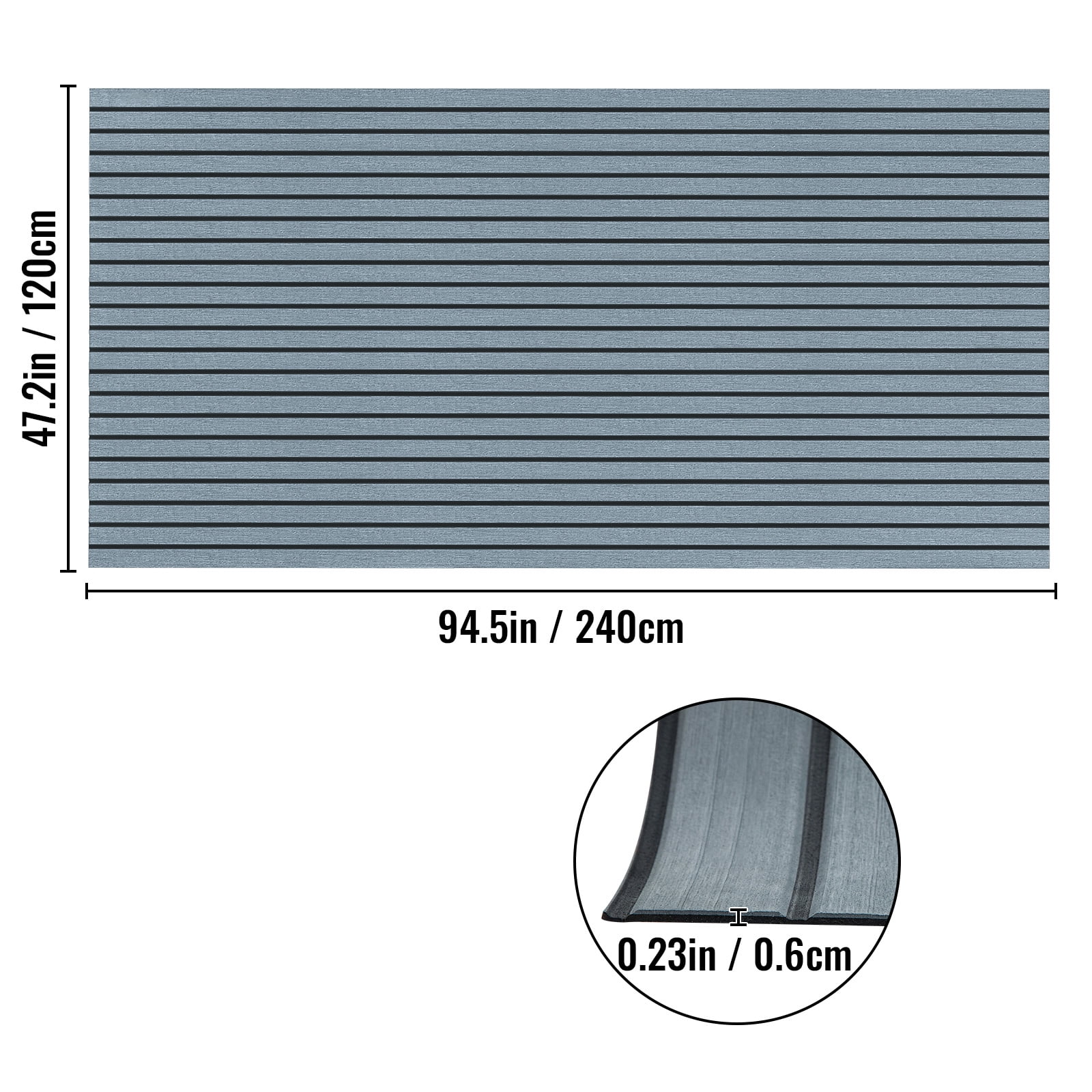 94.5 X 47.2 Inch EVA Foam Faux Teak Boat Decking Sheet 5MM Thick Non-Skid Self-Adhesive M912