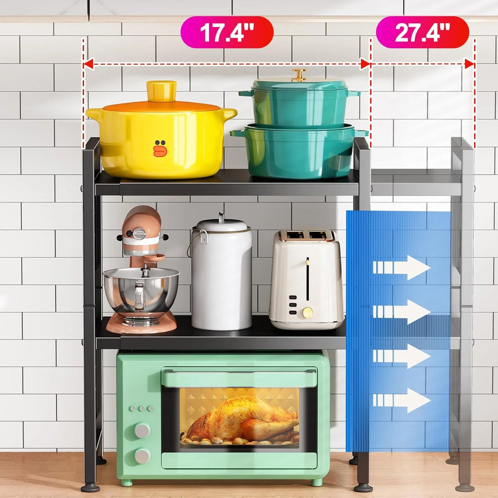 3-Tier Heavy Duty Microwave Stand with 9 Hooks and Cutting Boards Z1929