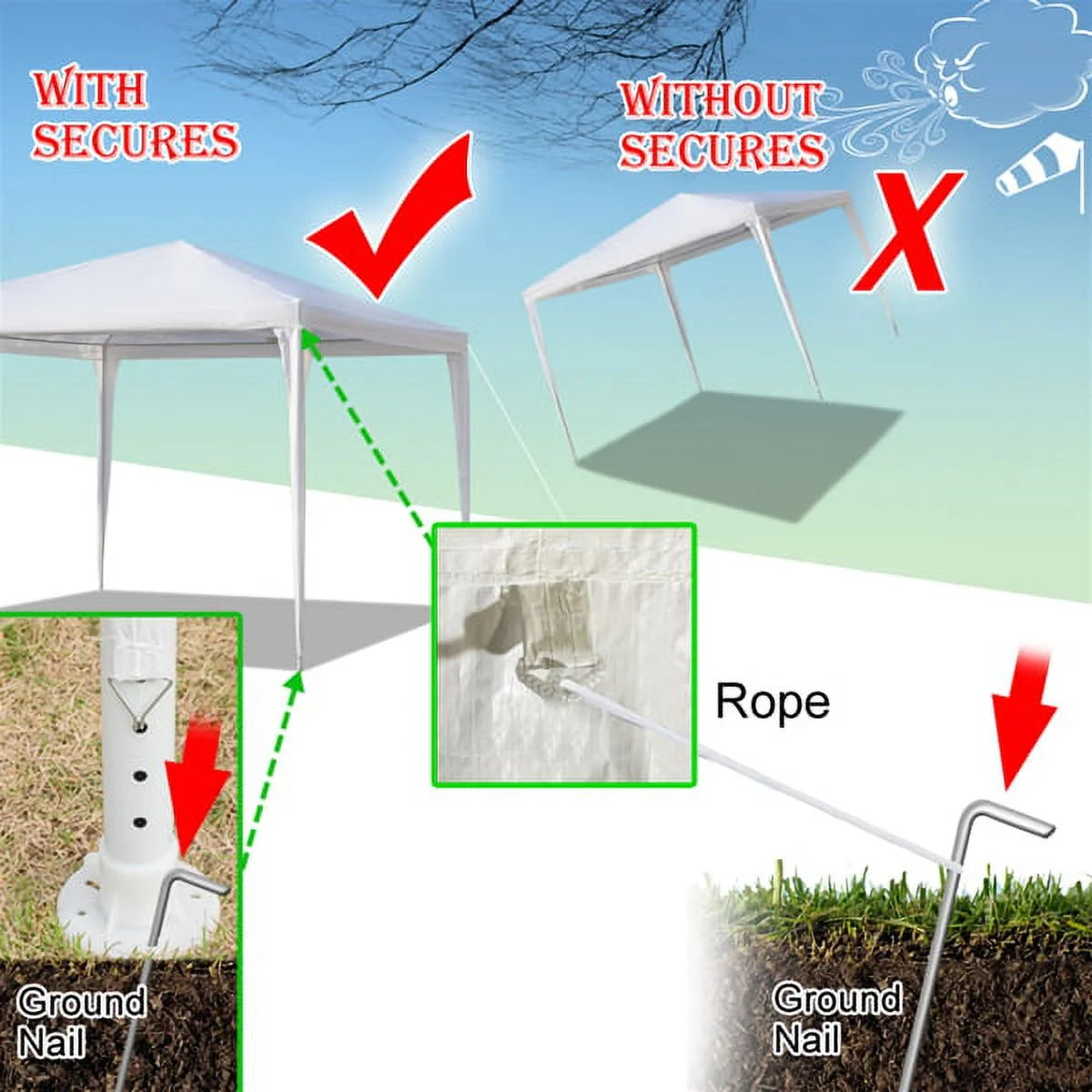 3 x 3m Three Sides Waterproof Tent White G9762