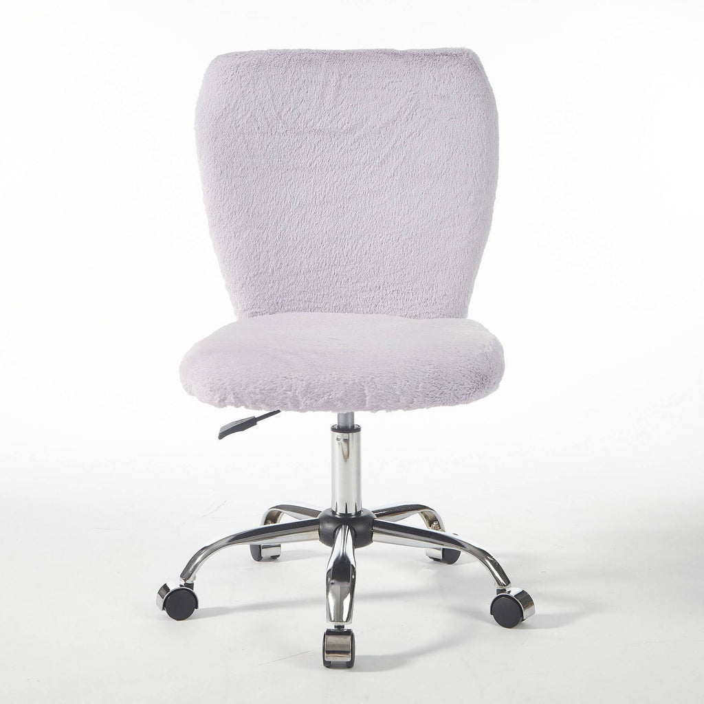 Lavender Faux Fur Rolling Desk Chair H466