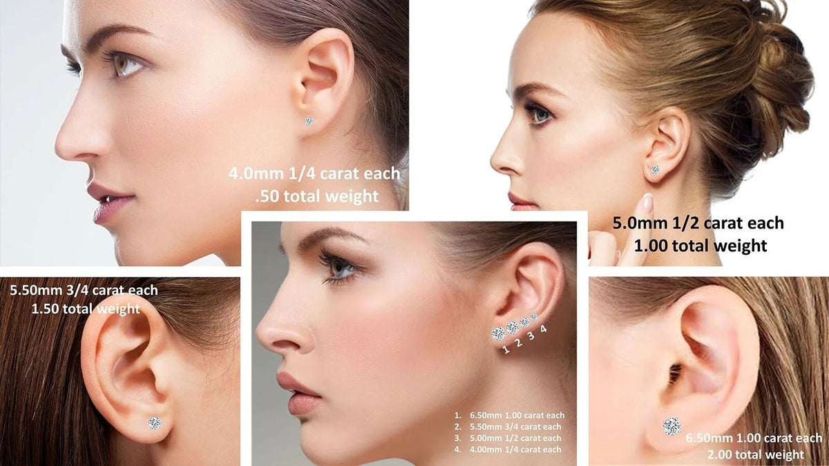 Set of 4 Pairs Stud Earrings Sterling Silver Rose Gold Plated P749