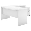L Shaped Bow Front Desk with Mobile File Cabinet V58067