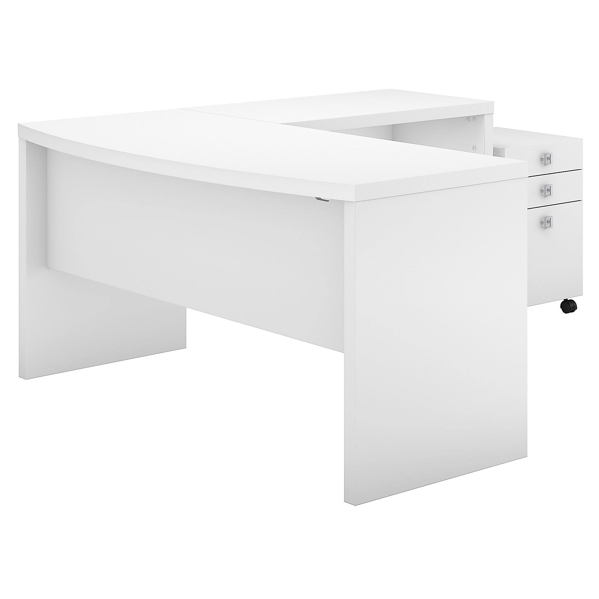 L Shaped Bow Front Desk with Mobile File Cabinet V58067