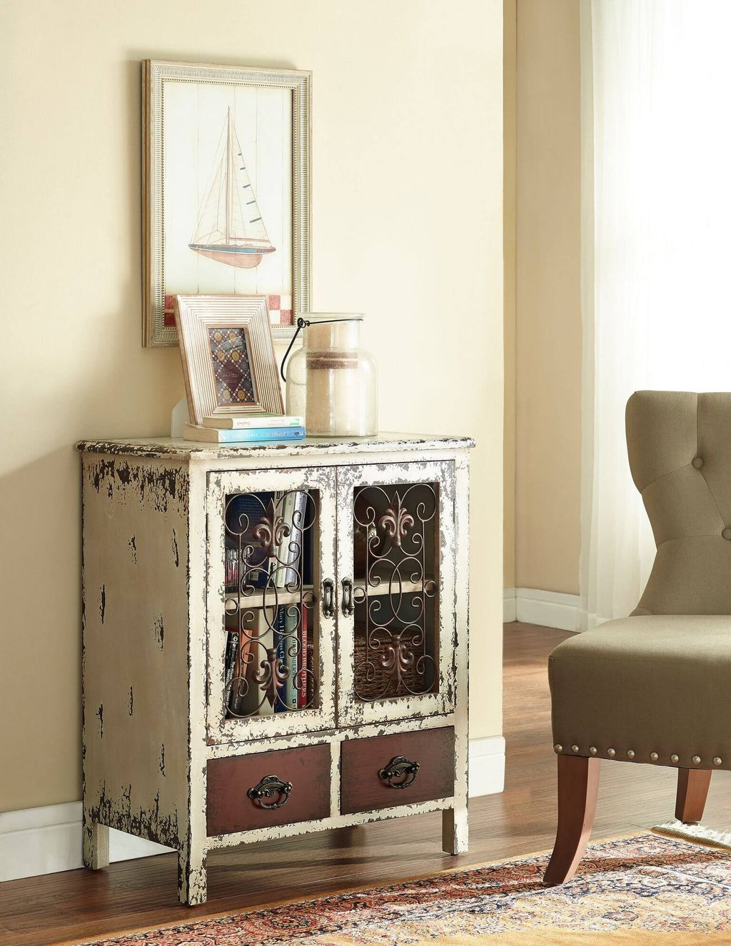 White 2 Door 2 Drawer Console M5746