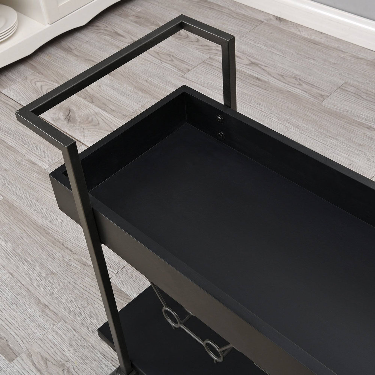 Black Wheeled Bar Cart B975