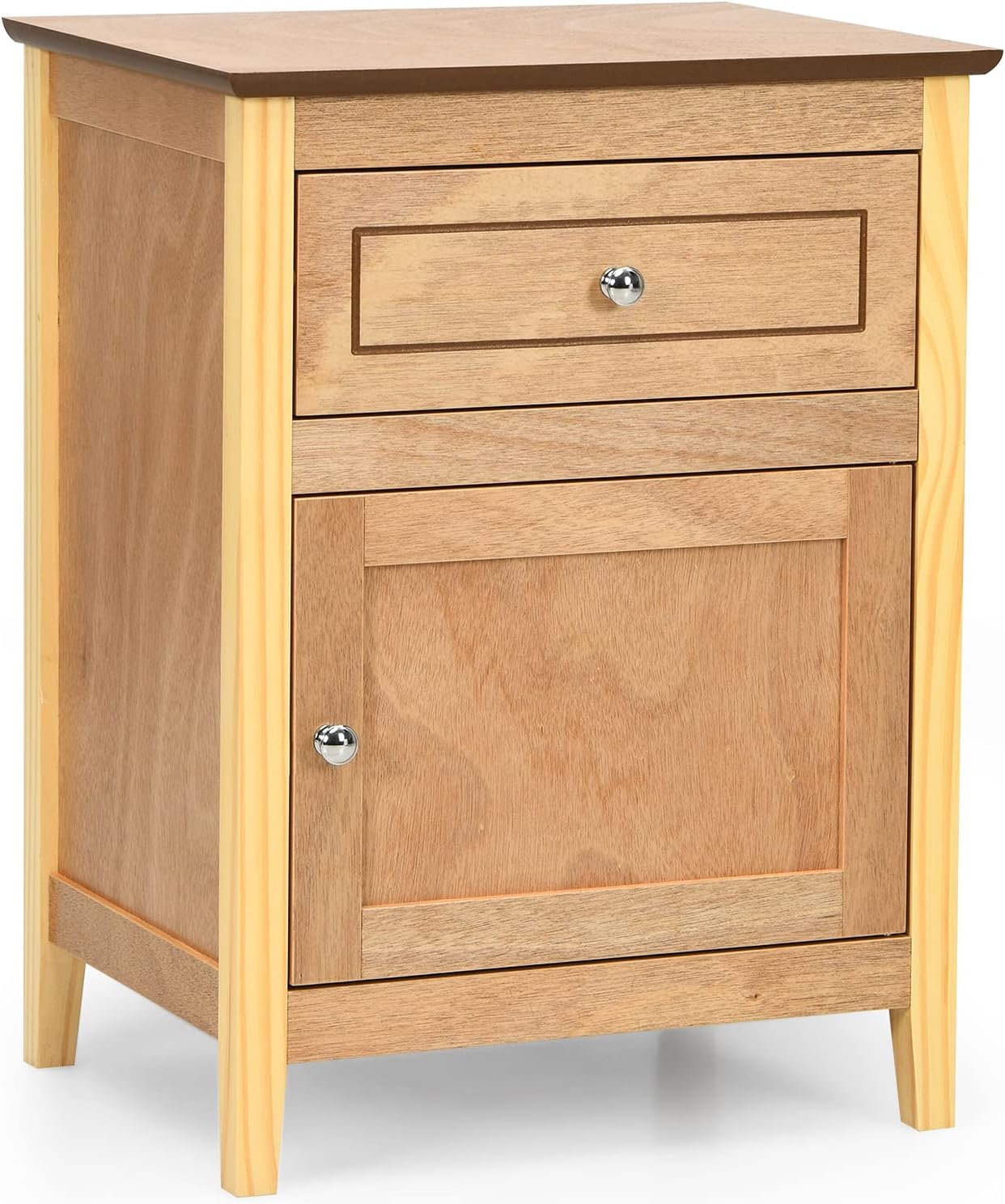 Espresso Wooden End Table with Drawer and Cabinet W70663