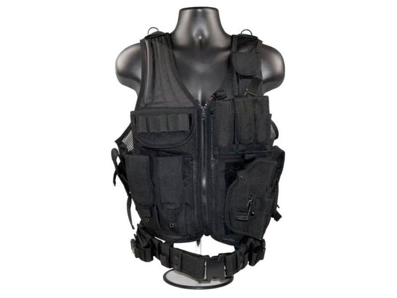 Black Molle Plate Vest with Pouch K3053