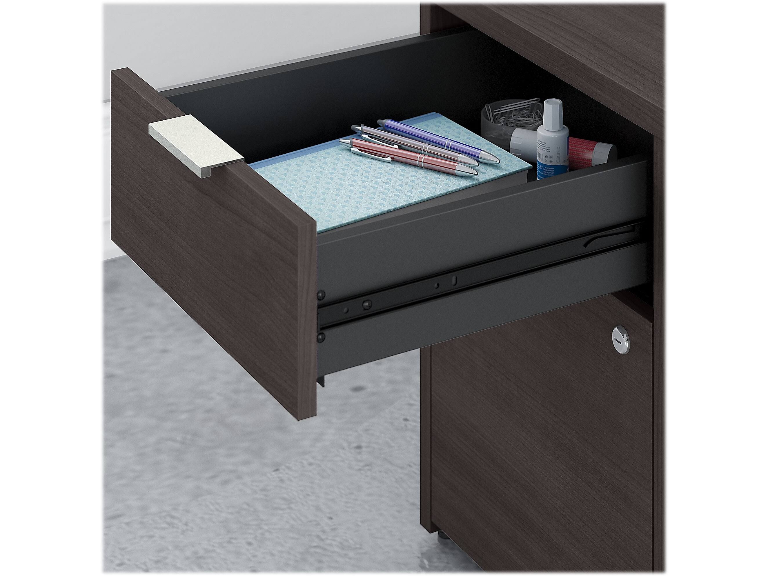 72w Desk with Drawers and Small Storage Cabinet, Storm Gray I2612