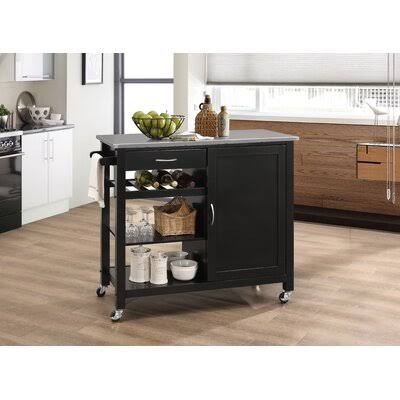 Black/Stainless Steel Kitchen Cart O6651