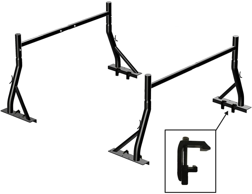 Steel Pickup Truck Ladder Rack Two Bar Set with Mounting Clamps K1556