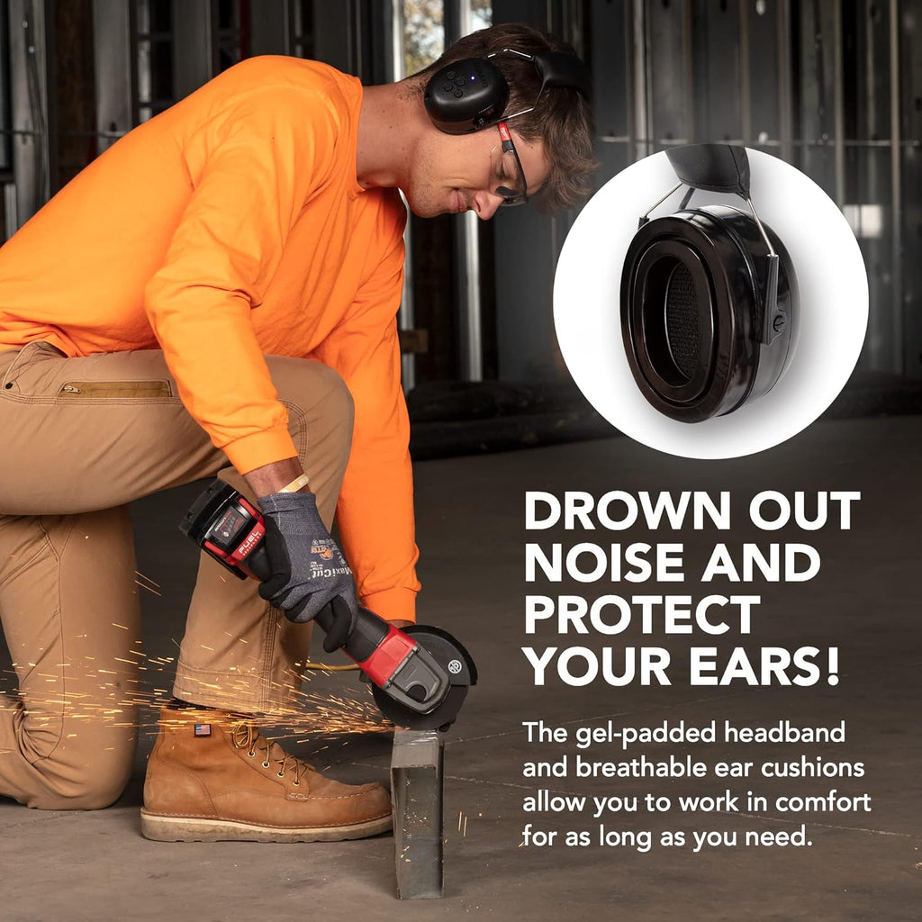 Bluetooth 5.0 Noise Reduction Safety Earmuffs with Adjustable Headband Q487050
