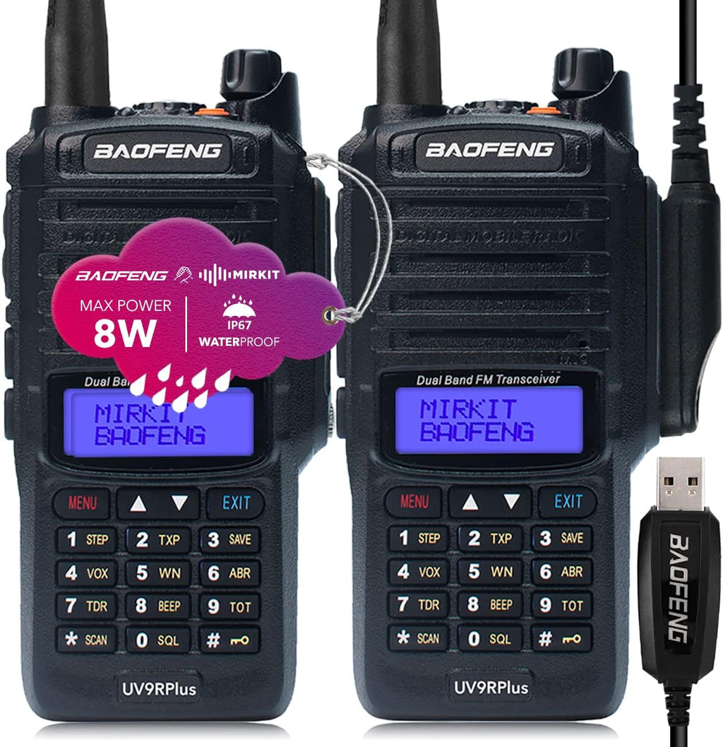2pcs Waterproof Handheld Radio with USB Programming Cable & 2200mAh Battery O288