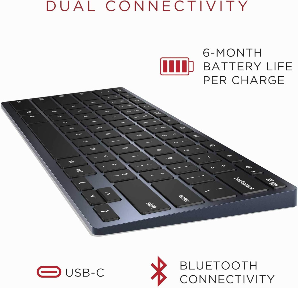 Wireless Bluetooth/USB Wired Desktop Keyboard for Chrome OS V5425