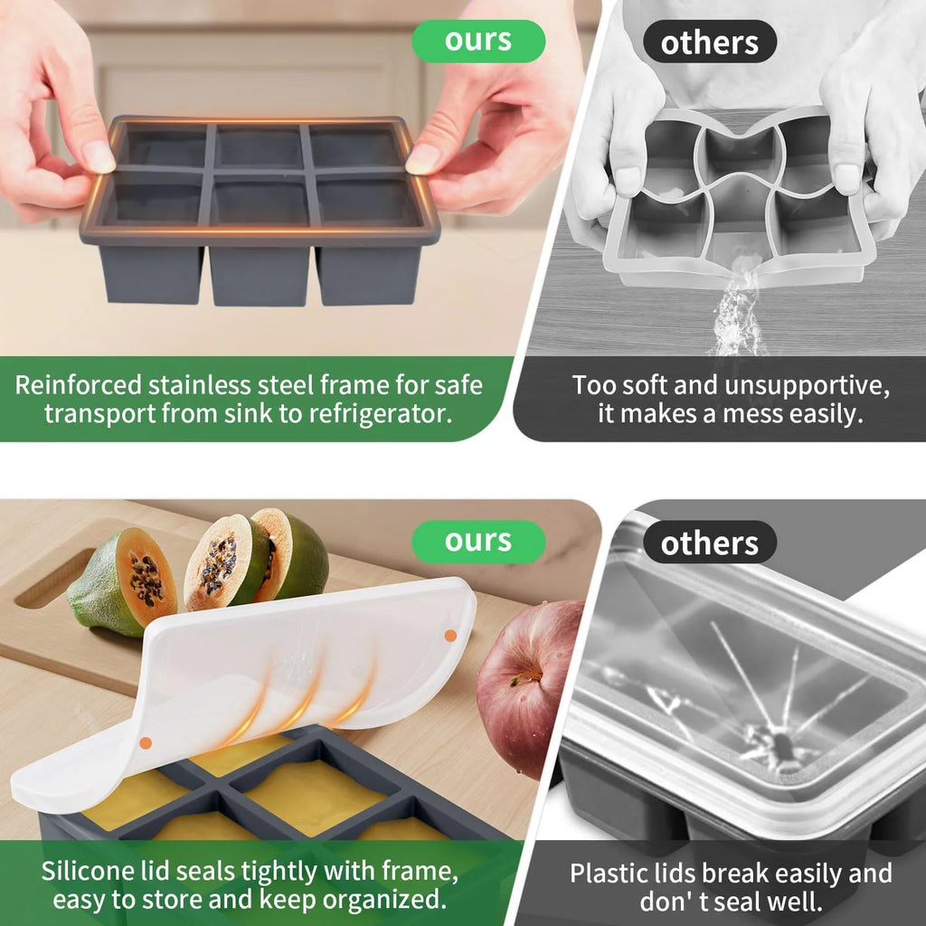 Large Square Silicone Ice Cube Tray 2Pack K993