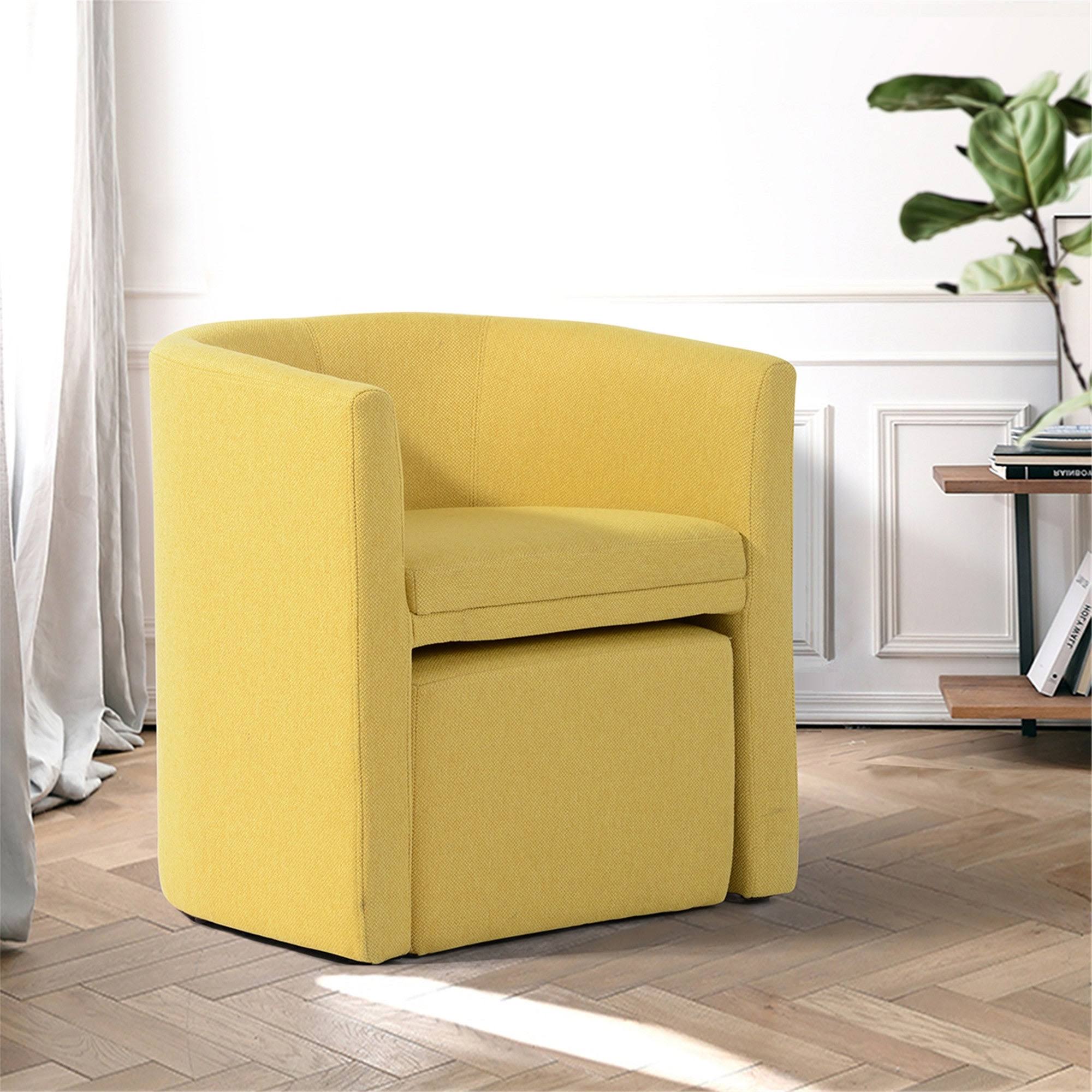 Blue Accent Chair with Ottoman F68679