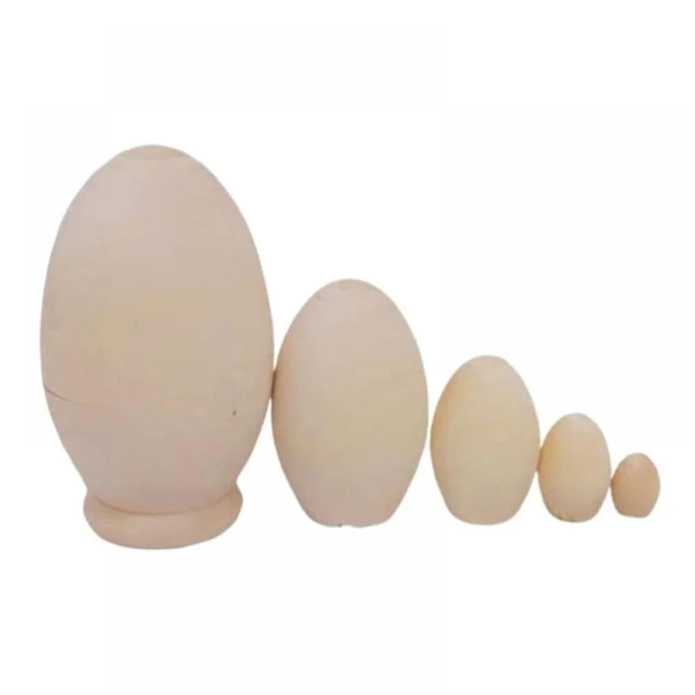 Unpainted Blank Wooden Matryoshka Dolls Set 5 Pieces M255