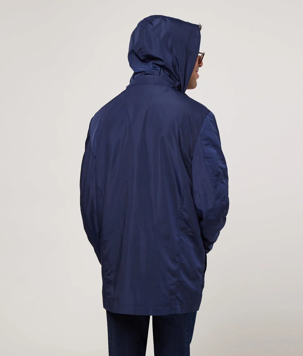 Navy Long Sleeve Rain Jacket with Magnetic Closures Y110202