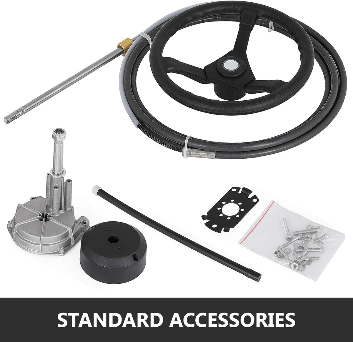 Outboard Steering System 10 Feet Marine Steering System 3/4'' Shaft with 13.5 Inch Wheel U6733
