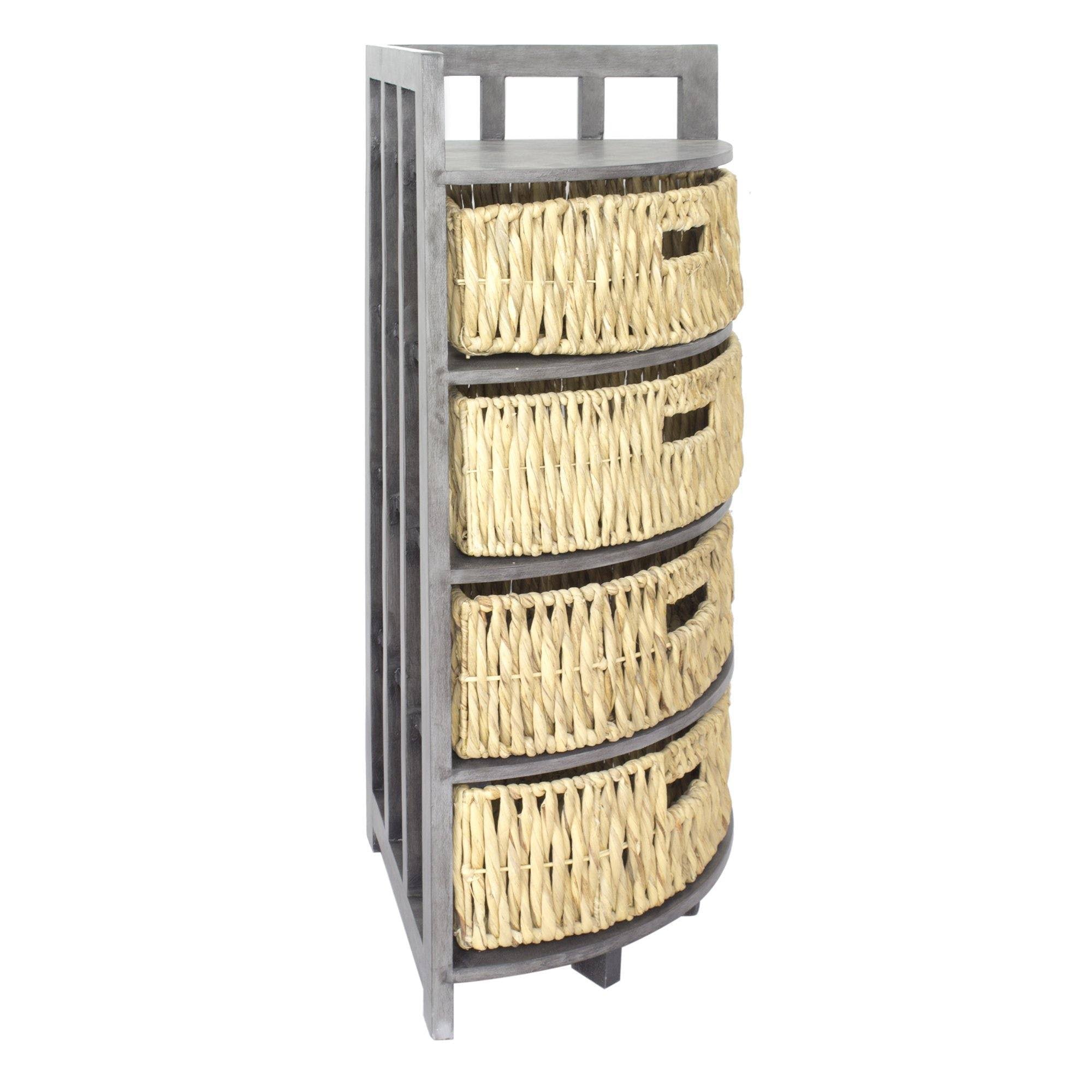 Brown Wood MDF Storage Cabinet with 4 Baskets S29652