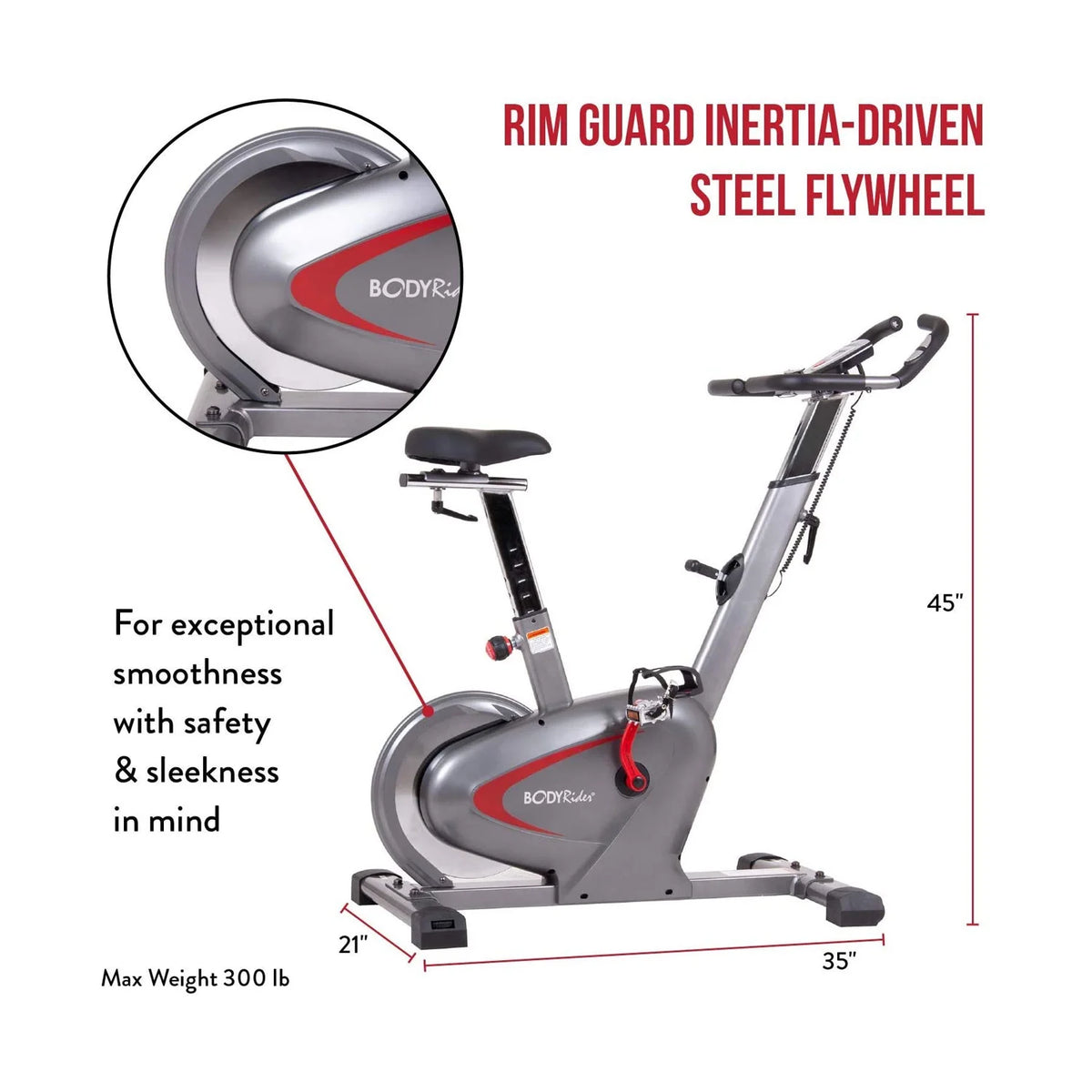 Indoor Upright Bike with Rear Drive Flywheel, 250 LBS Capacity E6399