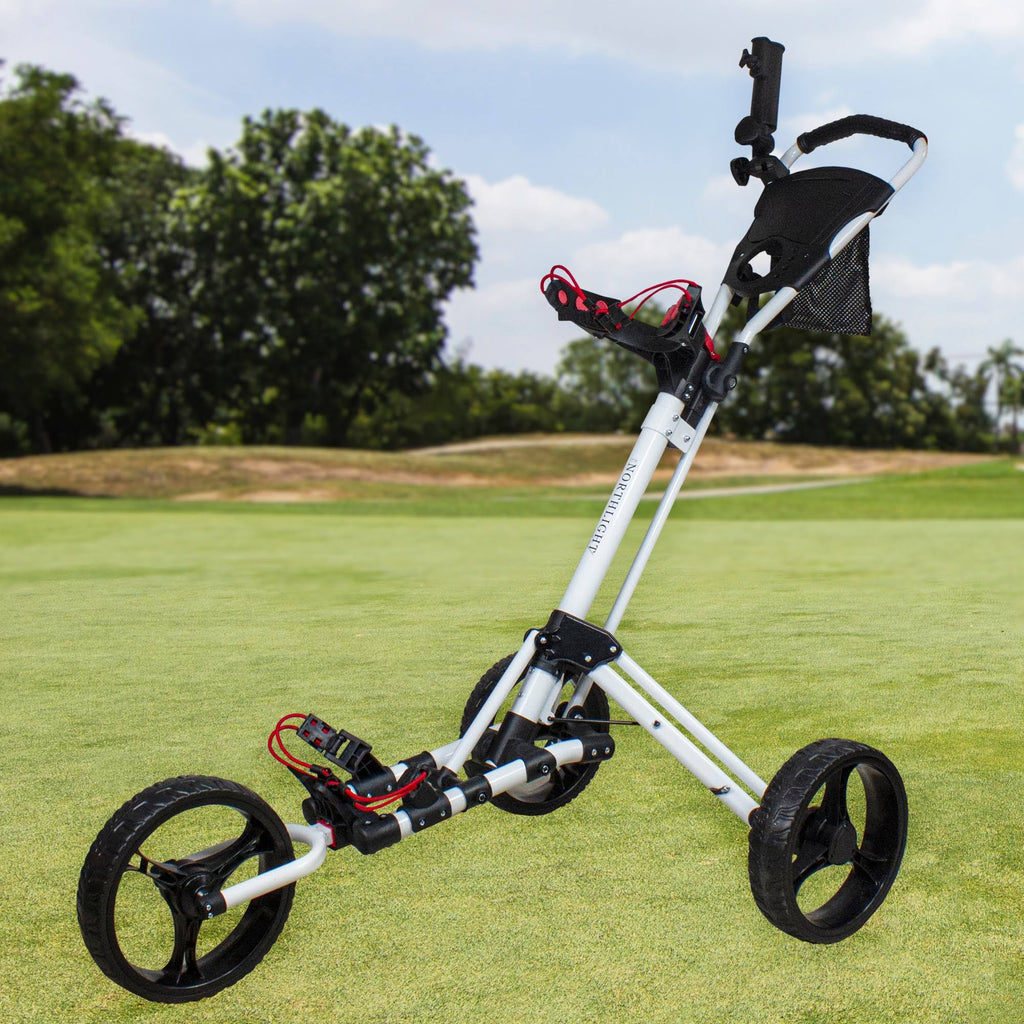 48x22 White and Black 3 Wheel Golf Bag Push Cart F105384
