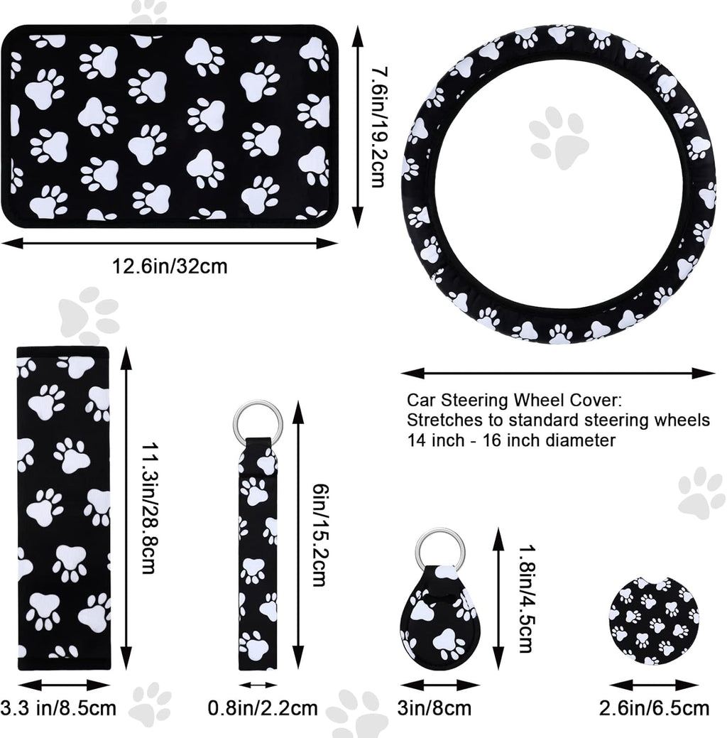 15 Pcs Paw Print Car Seat Cover Full Set V92536