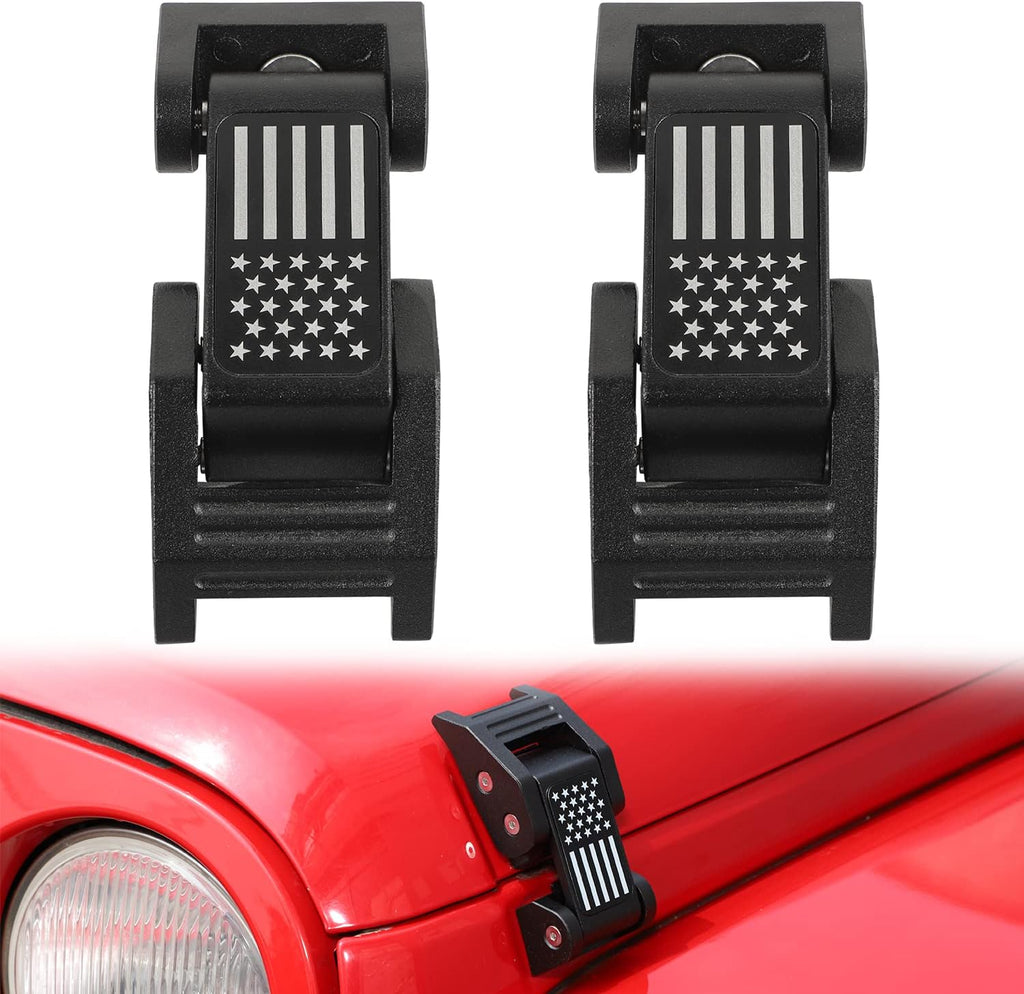 Stainless Steel Latch Locking Hood Catch Kit for Jeep Wrangler JK JKU (Silver) Pack of 2 M7057
