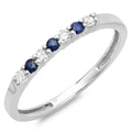 14K Gold White Diamond & Blue Sapphire Anniversary Ring Wedding Band 1/5 CT A115