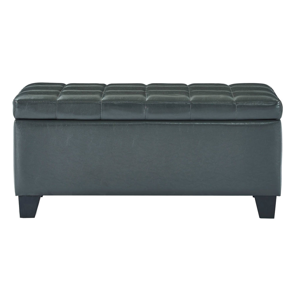 Grey Faux Leather Storage Ottoman F1725