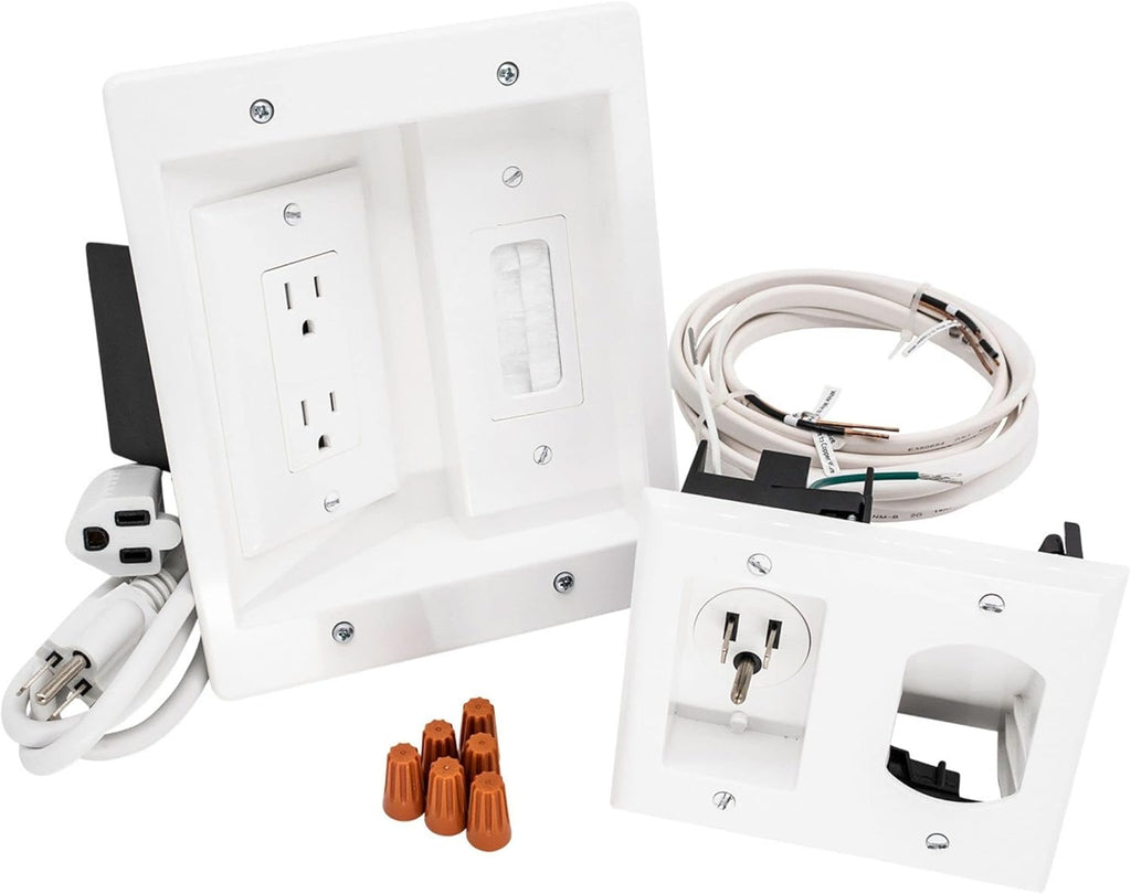 125V Wall Mount TV Power Outlet with Brush Wall Plate H667