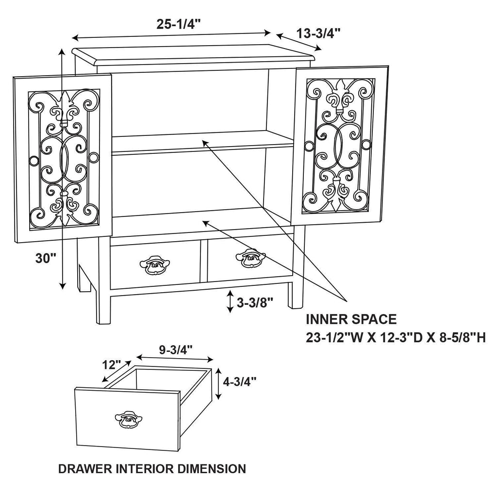 White 2 Door 2 Drawer Console M5746